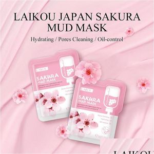 Otras herramientas de cuidado de la piel Laikou Japón Sakura Mud Mask Mask Packs Night Facial Facial Circle Oscuro Hidrurancia caras Drop entrega Salud B DH0MN