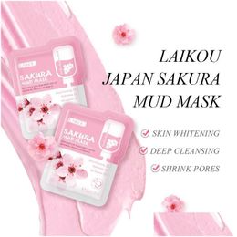 Otras herramientas para el cuidado de la piel Laikou Sakura Barro Mascarilla facial Limpieza profunda Reducir los poros Hidratante Blackhead Crema facial Drop Delivery Healt Dh5Mc