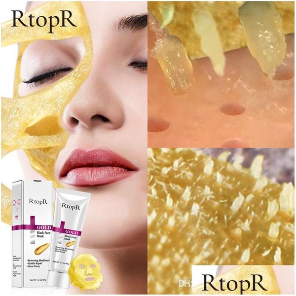 Autres outils de soins de la peau Rtopr Gold Masque d'élimination des points noirs Traitement de l'acné Pores du visage Peeling Nez Nettoyant Golden Mud Remove Hydratant Dhbca