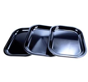 Otros accesorios para fumar Bandeja rodante negra Cubierta magnética Conjunto Bolsa Almacenamiento DIY Bandejas de placa de hierro de metal 18x14 cm y kit de tapas magnéticas 7360185