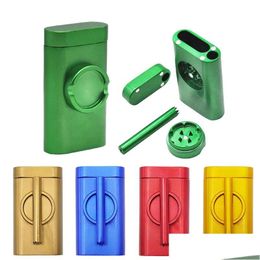 Andere rookaccessoires Chroom Crusher Metal 32 mm Grinder Herb Tobacco met Dugout Tube Cases Crushers Hoge kwaliteit Factory Drop D Dhilt