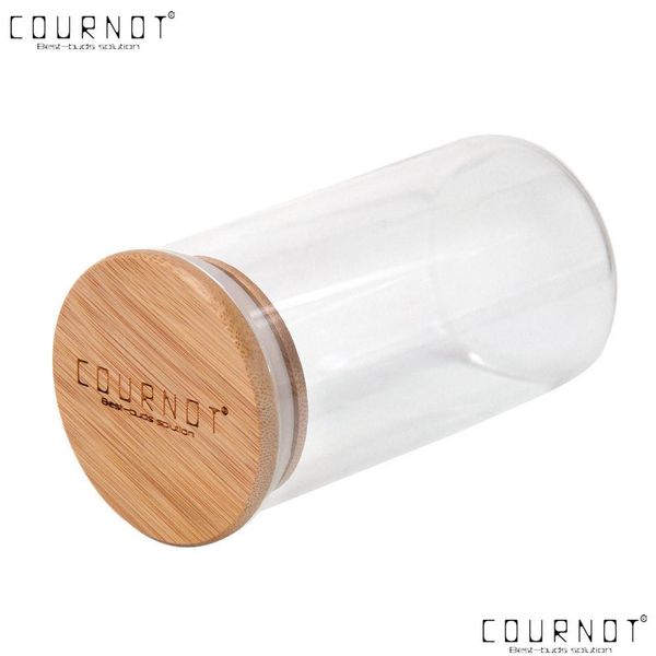 Autres accessoires pour fumeurs Cournot Pot de stockage en verre transparent fait à la main avec couvercle en bambou 361 ml de grande capacité Volume hermétique Mtiuse Contenir Dhkji