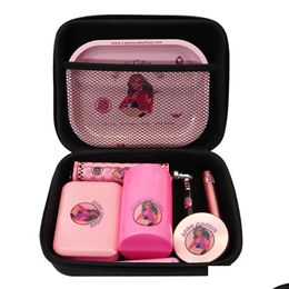 Autres accessoires pour fumeurs Pipe en verre Fabricant de cigarettes Plateau à rouler Herb Grinder Pink Set Lady Hornet Portable Smoking Drop Delivery 20 Dhthc