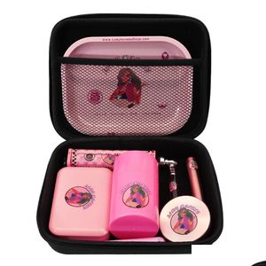 Andere rokende accessoires Glazen pijp sigarettenmaker Rolling Tel Kruid Grinder roze set Lady Hornet draagbare rookdruppel levering 20 dhthc