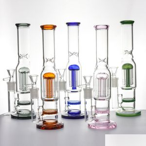 Autres Accessoires Pour Fumeurs Conduites D'eau En Verre 10 Pouces De Hauteur Narguilés Bongs 6 Arbres Nid D'abeille Percolate Bong 14 Mm Femelle Avec Bol Dab Rig Dhjtv