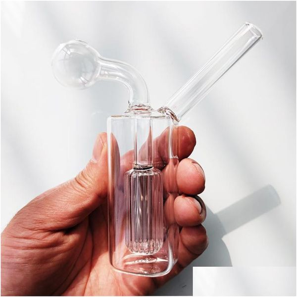 Autres accessoires pour fumeurs Tuyau de narguilé en verre carré Fumée Shisha Diposable Tuyaux de 10 mm Brûleur à mazout Bol à tabac Ensemble Cendriers Bon Dhusm