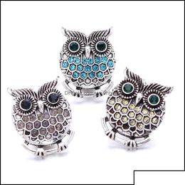 Autre bouton-pression composant de bijoux strass rétro hibou 18mm boutons-pression en métal boutons adaptés au bracelet bracelet Noosa N0054 Drop D Dhseller201 Dhi01