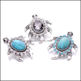 Andere snap -button sieradencomponenten Rhinestone turquoise schildpad 18 mm metalen snaps knopen passen armband bangle Noosa ze0040 drop de dhly8