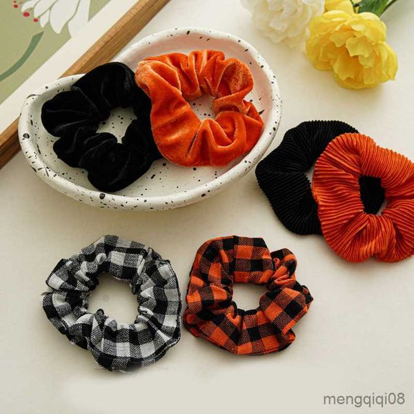 Outras faixas de cabelo elásticas de veludo macio Halloween Natal anel de borracha amassado Scrunchies artesanais acessórios para meninas R230608