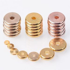 Otros latón macizo Metal Oro Rosa Forma redonda plana 4 mm 6 mm 8 mm 10 mm 12 mm 14 mm Lote de cuentas espaciadoras sueltas para la fabricación de joyas 207T
