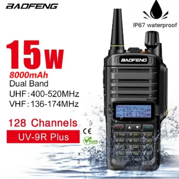 Autres articles de sport 15W 8000mAh Baofeng WalkieTalkie UV9R Plus Ham Radio IP67 étanche UHFVHF 1020KM haute puissance talkie-walkie bidirectionnel 231110