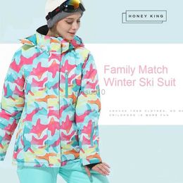 Overige sportartikelen 2018 Nieuwe moeder en meisje skipak waterdicht winddicht snowboardbroek + jas set winter buitensporten kind dikkere kleding HKD231106