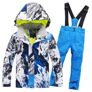 Autres articles de sport 2021 Vente chaude Marque Garçons / Filles Combinaison de ski Pantalon imperméable + Veste Ensemble Sports d'hiver Vêtements épaissis Costumes de ski pour enfants -30 HKD231106