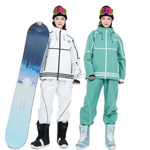 Autres articles de sport 2023 Nouveau costume de ski hommes femmes couleur veste de ski de neige chaud coupe-vent hiver pantalon de snowboard en plein air imperméable combinaison de ski alpin HKD231106