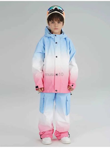 Otros artículos deportivos 2023 El más nuevo traje de esquí para niños, chaqueta para niños, conjunto de pantalones, arcoíris, cálido, impermeable, a prueba de viento, para niños y niñas, equipo de ropa de esquí al aire libre HKD231106