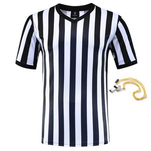 Andere sportartikelen 22-23 Professionele voetbalscheidsrechter Uniform Aangepaste shirts Volwassen Zwart Wit Voetbalshirts Trainingskleding Voetbalshirt 231124