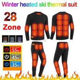 Autres articles de sport 28 zones Veste chauffante électrique pour femme Gilet Sous-vêtements chauffants d'hiver Combinaison de ski pour homme Vêtements chauffants Polaire Thermique Long Johns HKD231106