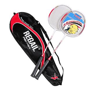 Autres articles de sport 2pcs Aluminium professionnel en aluminium Badminton Racket Paint Paint pour métal Ensemble d'entraînement en métal à deux couleurs avec sac 230816