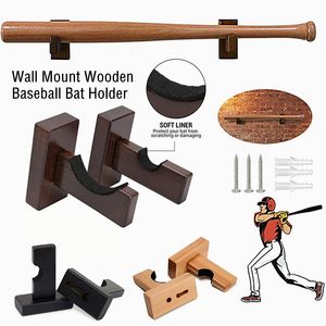 Other Sporting Goods 2pcs Wooden Baseball Bat Display Holder Rack Portable Wall Mount Stand Softball Bat Hockey Stick Rack Bracket 230621