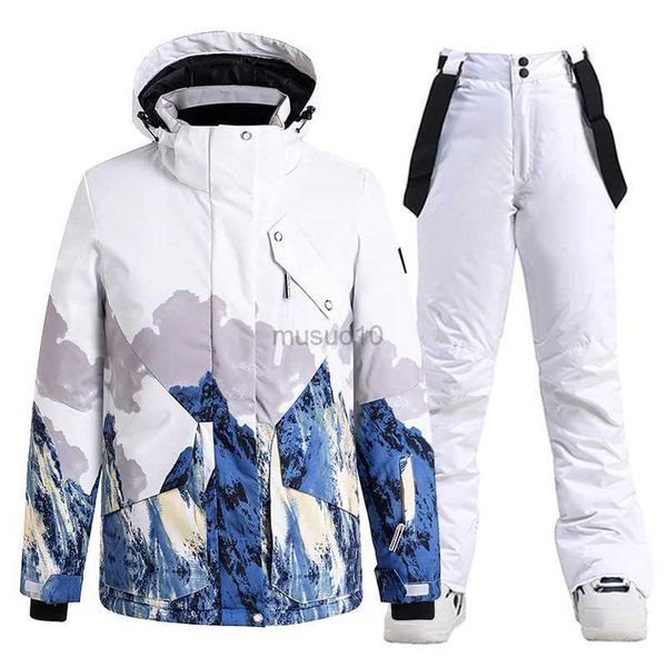 Autres articles de sport -30 coloré Snow Mountain homme ou femme costume de glace porter un costume d'hiver imperméable vêtements de snowboard ensembles de ski vestes + pantalons HKD231106