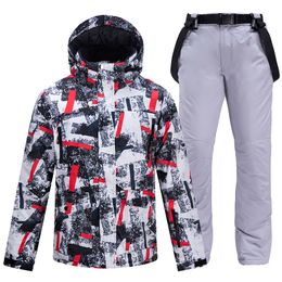 Otros artículos deportivos 30C cálido traje de esquí para hombres marca chaqueta y pantalones masculinos impermeables transpirables trajes de snowboard conjunto 230726
