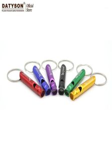 Autres articles de sport 5pcs 10pcs Mini en aluminium Alloy Whistle Keyring Keechain for Outdoor Emergency Survival Safety Sport Camping H3546625