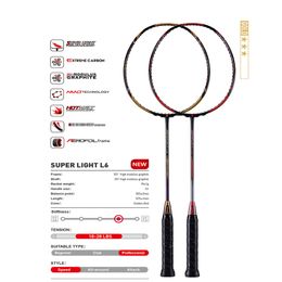 Otros productos deportivos 6U Badminton Racket Professional Super Light Tipo ofensivo Racquet de alto grafito para entrenamiento L5 L6 230816