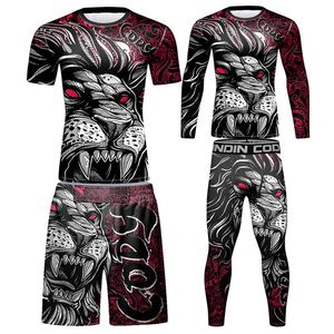 Autres articles de sport Boxe Rashguard T-shirtsPantalons Costume Hommes MMA Rash Guard BJJ Maillots Muay Thai Shorts MMA Compression Shirt Kickboxing Sport Sets 230617