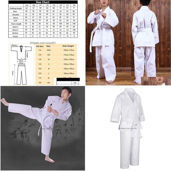 Autres articles de sport Karate Karate Uniforme Taekwondo avec ceinture élastique pour enfants Trainage de sport pour les vêtements de gym de gym