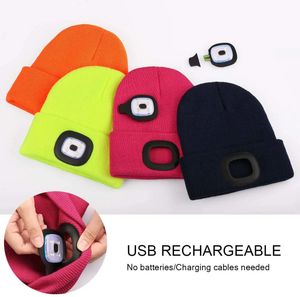 Autres articles de sport C5 LED Beanie Headlamp Hat avec lumière pour enfants unisexe USB rechargeable jusqu'à luminosité réglable Cap lampe de poche d'hiver 231213