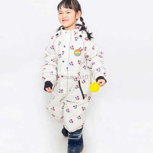 Autres articles de sport Combinaisons de ski pour enfants Cherry Outdoor Plus Combinaisons de ski thermique en coton pour garçons et filles Ensembles de neige de snowboard imperméables d'une seule pièce HKD231106