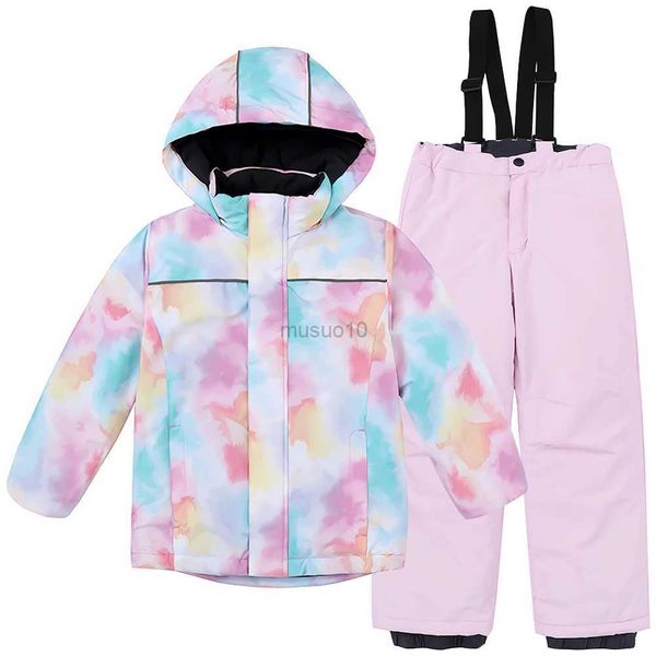 Otros artículos deportivos Ropa de nieve para niños Camuflaje Trajes de esquí para niñas Con capucha Invierno 2 piezas Impermeable A prueba de viento Ourdoor Deportes Niños Ropa de snowboard HKD231106