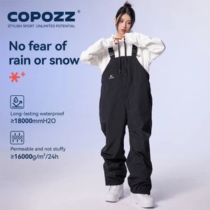 Otros artículos deportivos COPOZZ Espesar Hombres Mujeres Pantalones de esquí Impermeable Babero Monos Invierno Snowboard Cálido Mono recto 231122