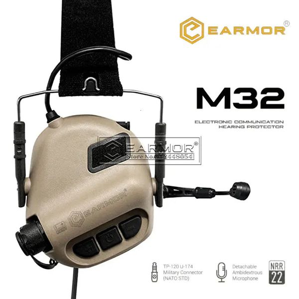 Autres articles de sport Casque tactique EARMOR M32 MOD4 IPSC Tir Aviation Suppression du bruit Electronique Communication Écouteurs Airsoft 231113