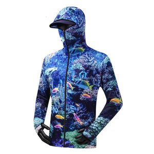 Andere sportartikelen vissen shirt ademend snel droge jersey anti uv zonnebrandcrème zonbescherming kleding professionele hoodie met masker L230816
