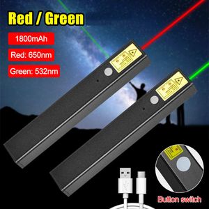 Andere sportartikelen Jacht 650nm 532nm Green Sight Pen Pointer High Powerful Adjustable Focus Lazer Red Burning Match ingebouwde 1800mAh batterij 230726