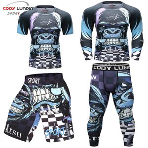 Autres articles de sport Jiu Jitsu MMA T-shirts Pantalons Ensembles Bjj Rashguard Pour Hommes Muay Thai Mma Shorts Kickboxing Boxe Gym Vêtements Maillots De Compression 230617