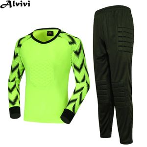 Autres articles de sport Enfants Garçons Vêtements de gardien de but de football Gardien de but Costume de sport Uniforme d'entraînement de football T-shirt rembourré de protection à manches longues avec pantalon 230620