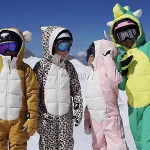 Autres articles de sport Combinaisons de ski une pièce pour enfants - Ensembles de pantalons de veste imperméables pour garçons et filles avec modélisation animale, chauds et confortables pour les plaisirs de l'hiver HKD231106