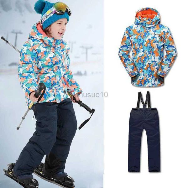 Autres articles de sport Combinaisons de neige pour enfants Ensemble de ski pour garçons Costumes de ski pour enfants Costumes en polaire pour garçons en plein air imperméable à l'eau hiver chaud Sport Jakcket vêtements HKD231106