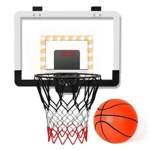 Autres articles de sport Enfants Sports LED Basketball Hoop pour chambres Jouets 3 Garçons Filles Type de mur Balles pliables Lancer des jeux de porte intérieure en plein air 231202