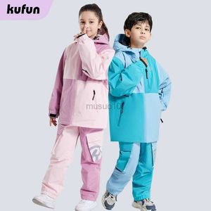 Autres articles de sport Kufun Snowboard Ski Wear Enfant Fille Chaud Imperméable Costume De Neige Garçon Équipement Manteau Pantalon Hiver Veste En Plein Air Équipement De Ski Violet HKD231106