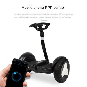 Adult Electric Scooter with Leg Control, Bluetooth, Self-Balancing, LED Wheels, and Handheld AP Control - Black