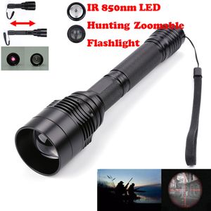 Andere sportartikelen Long Range Infrared 10W IR 850nm T50 LED Hunting Light Night Vision Torch 18650 Camping Zoomable Flashlight 230717