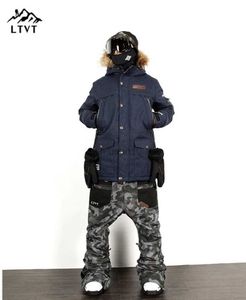 Autres articles de sport LTVT Marque Ski Suit Hommes / Femmes Vestes de snowboard + Pantalons Costumes Manteau de neige chaud Respirant Camouflage Ensembles de ski imperméables HKD231106