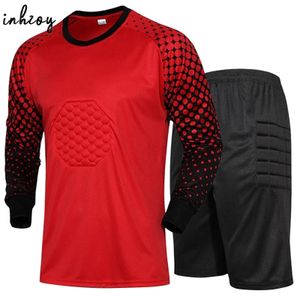 Overige sportartikelen Heren Voetbal Keepersuniform Outfits Voetbal Keepersshirts T-shirt met lange mouwen Gevoerde beschermende shorts Broeken Sportset 230904