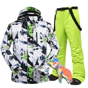 Autres articles de sport Costumes de ski pour hommes Marques Hiver Coupe-vent imperméable Veste de neige thermique et pantalons Ensembles Skiwear Snowboard Hommes 231127