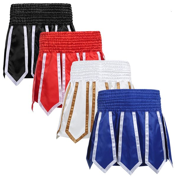 Autres articles de sport Muay Thai Shorts Lotus Ribbon Boxing Shorts Hommes Femmes Enfants Lutte Kickboxing Pantalon Respirant Satin Combat Sanda MMA Vêtements 230621