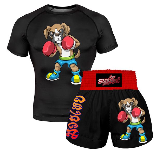Otros artículos deportivos Pantalones cortos de Muay Thai Pantalones cortos de MMA Pantalones cortos de combate impresos Ropa de entrenamiento de boxeo gratis para niños Camiseta de protección contra erupciones para niños boxeo 230627