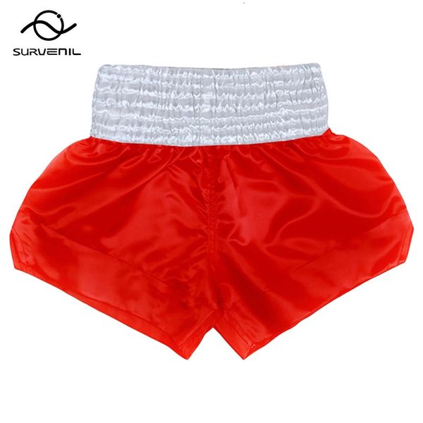 Autres articles de sport Muay Thai Shorts Rouge Blanc Combat Kickboxing Pantalon Satin Polyester Uni Boxe Femmes Hommes Enfants Sanda MMA Formation 231204